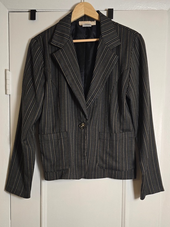 Monroe & Main Jackets & Blazers - Monroe & Main Herringbone Oversized Blazer Jacket Size 8 Brown Black Stripe
